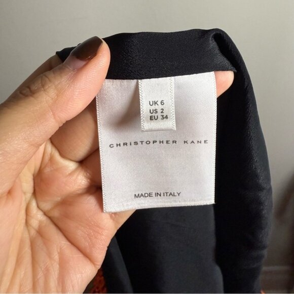 Christopher Kane Made in Italy Black Orange Leopard Broderie Skirt size 2 - Picture 6 of 7